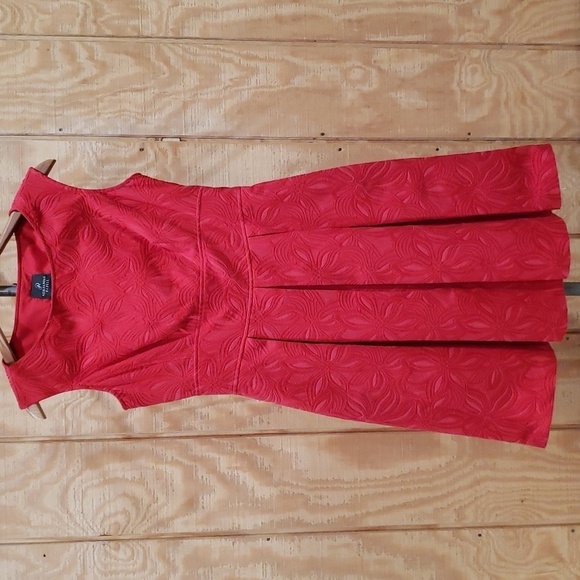 Adrianna Papell Red Sleeveless Crossover Back Pleated Skirt Dress Size 6 - Picture 1 of 8